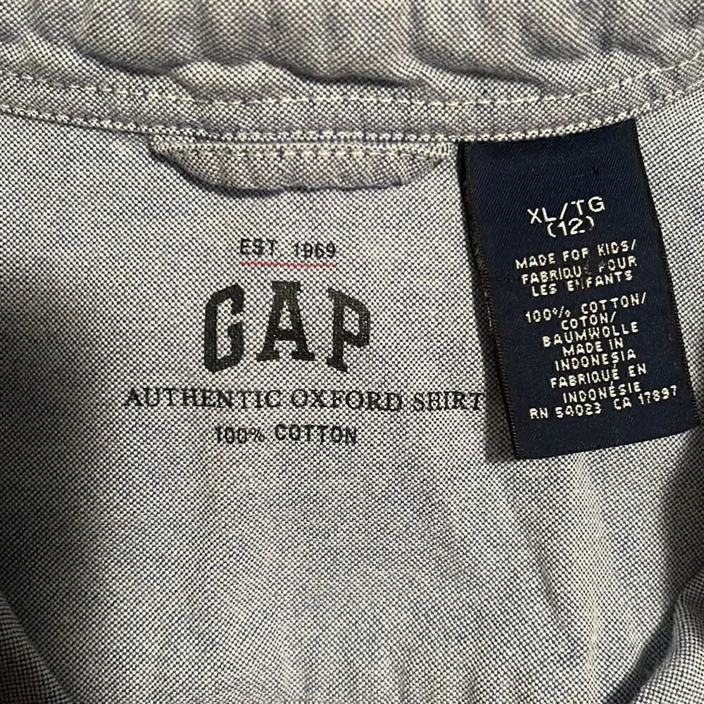 GAP Kid’s Blue Long Sleeve Authentic Oxford Button Down Shirt